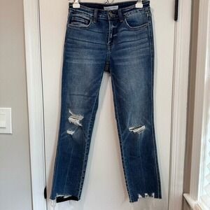 Flying Monkey Distressed‎ Raw Hem Ankle Crop Jeans, size 26